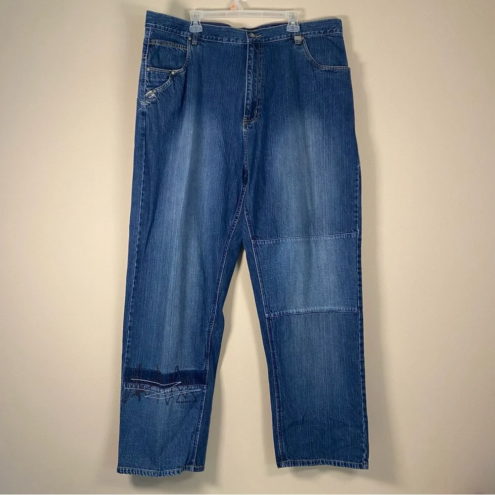 Phat Farm Men's Wide Leg‎ Embroidered Streetwear Hip Hop Grunge Jeans Size 44x33